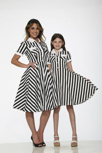 Black White Stripe Kids Dress