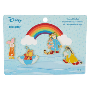 Loungefly Disney Winnie the Pooh and Friends Rainy Day 4PC Pin Set