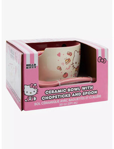 Sanrio Hello Kitty Apple Snacks Ramen Bowl with Chopsticks and Spoon