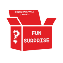 Surprise Fun Box of 8 Mini Backpacks and 2 Mystery Wallets