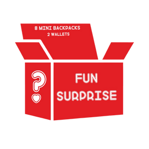 Surprise Fun Box of 8 Mini Backpacks and 2 Mystery Wallets