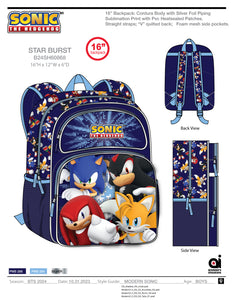 Sonic The Hedgehog- Star Burst 16-inch Backpack