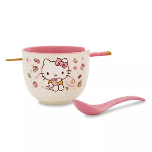 Sanrio Hello Kitty Apple Snacks Ramen Bowl with Chopsticks and Spoon