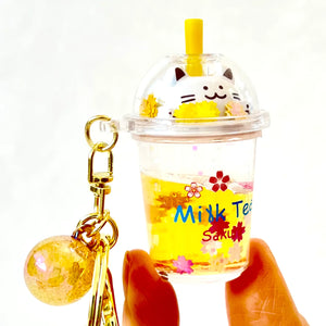 Kitty Boba Milk Tea Floaty Key Charm