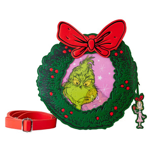 Preorder Loungefly Dr Seuss Grinch Christmas Wreath Figural Crossbody