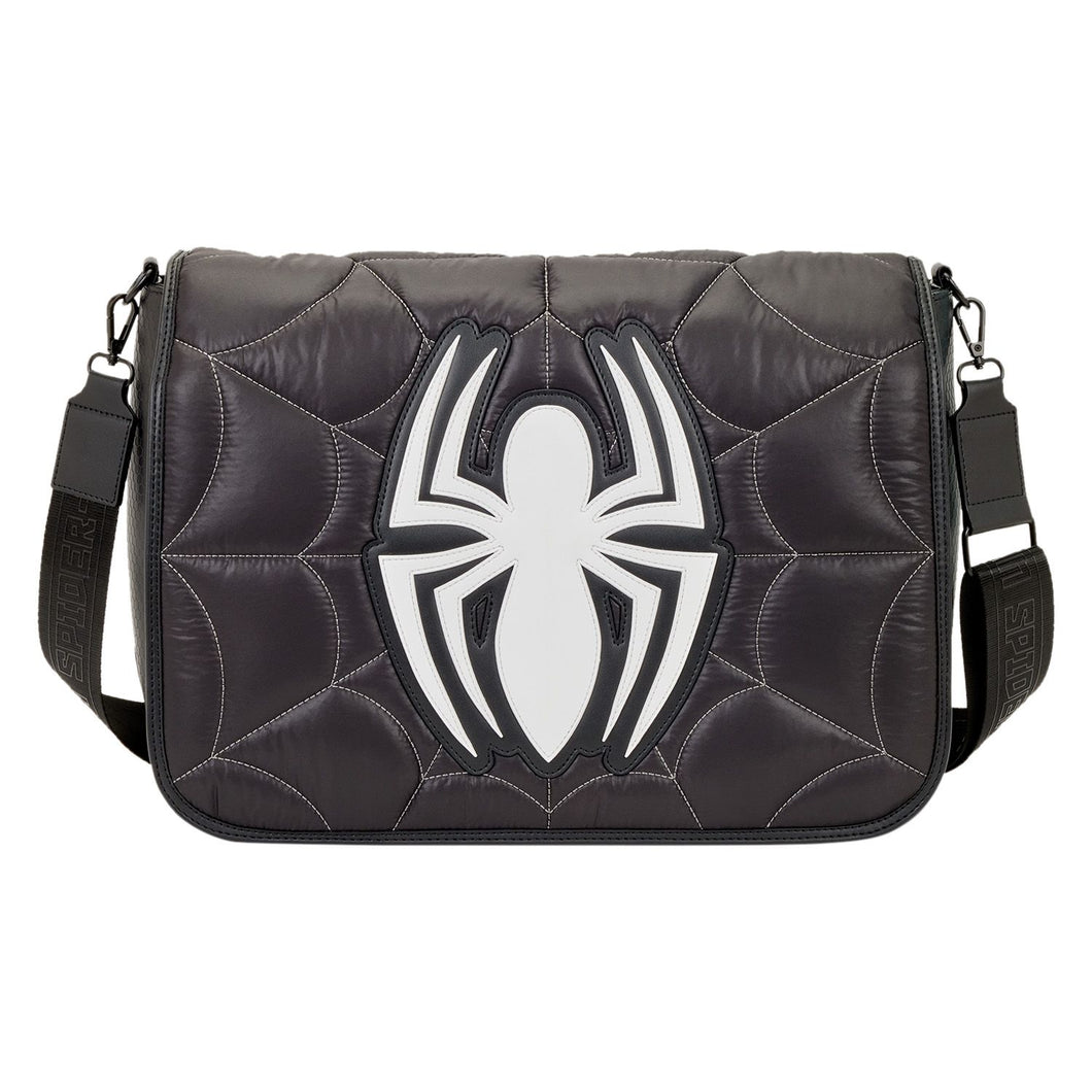 Spider-Man Black & White Suit Quilted Messenger Crossbody Bag