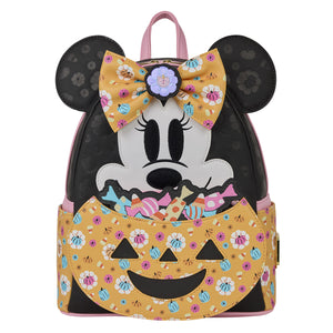 Minnie Mouse Cosplay Floral Pumpkin Glow Candy Corn-Scented Mini Backpack