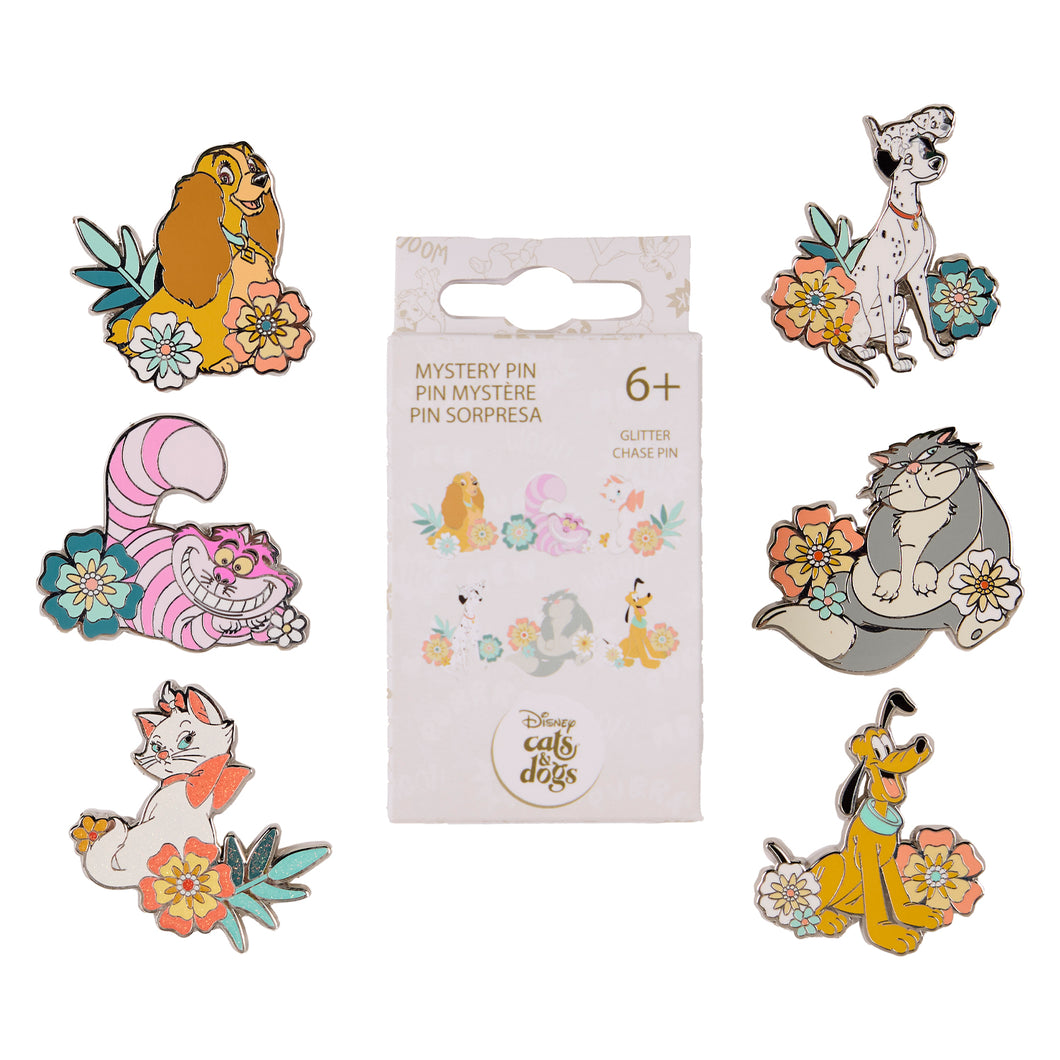 Loungefly Disney Dogs And Cats Floral Mystery Pins