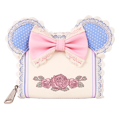 Loungefly Minnie Floral And Lace Ears Zip Around Wallet