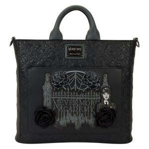 Wednesday Black Roses Convertible Backpack & Tote Crossbody Bag