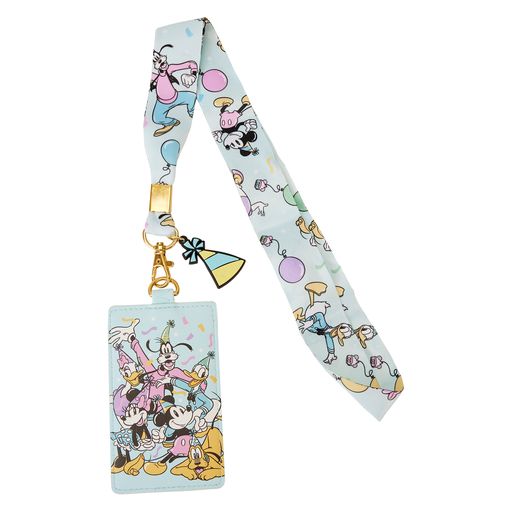 Loungefly Disney Mickey and Friends Birthday Celebration Lanyard with Cardholder