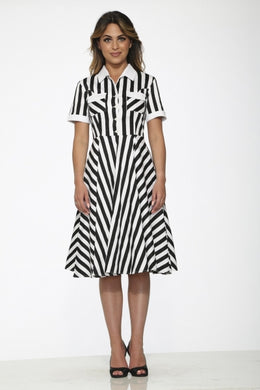 Black White Stripe Swing Dress