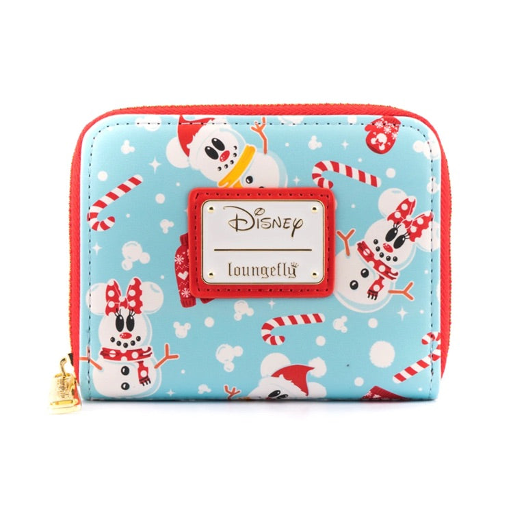 Loungefly Disney Minnie Mickey Snowman Aop  Ziparound Wallet