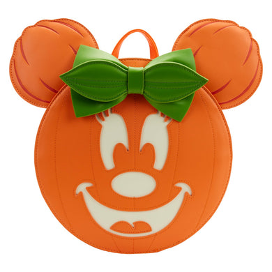 Loungefly Disney Glow Face Minnie Pumpkin Mini Backpack