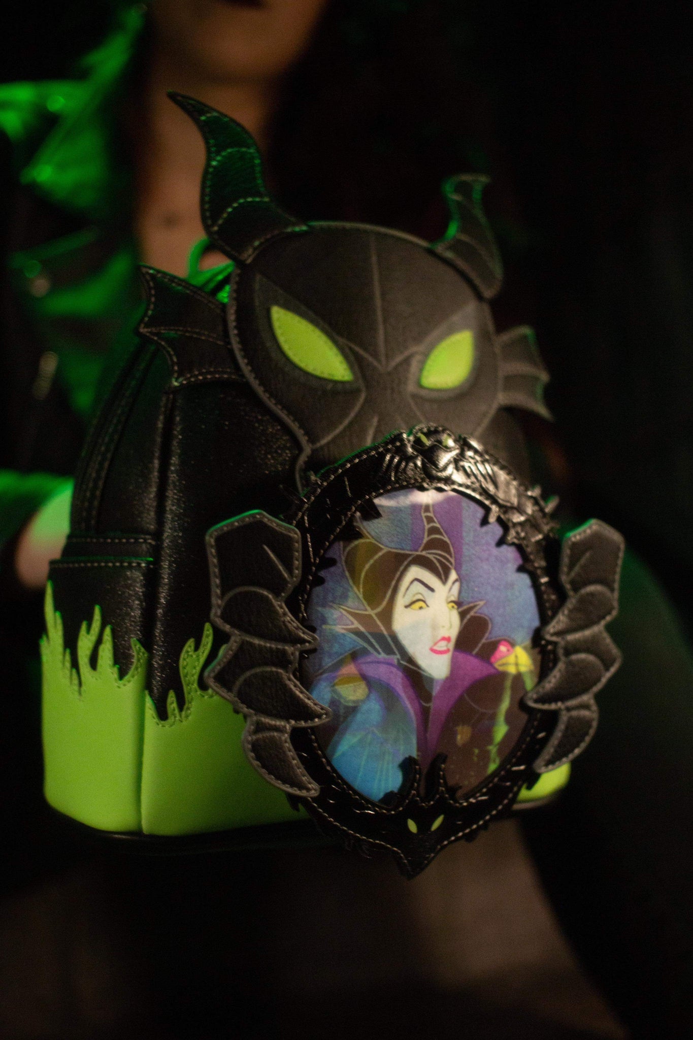 Disney Loungefly Sleeping Beauty Maleficent Dragon Cosplay Glow Mini  Backpack