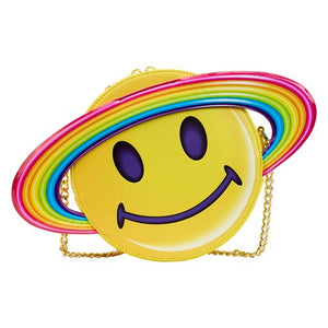 Loungefly Lisa Frank Yellow Rainbow Ring Saturn Crossbody Bag